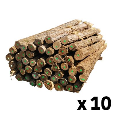Piquets acacia écorcés, épointés, 2m, ronds Ø12/14 par 500