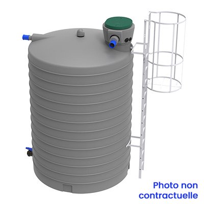 Cuve PEHD verticale 10000L (vertic'eau) avec kit à eau pluviale