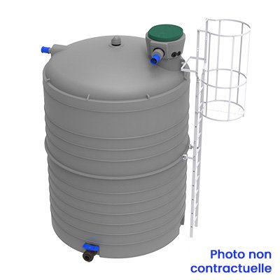 Cuve PEHD verticale 13000L (vertic'eau) avec kit à eau pluviale