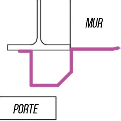 Accessoire d'obturation entre porte et mur (fixation mur) en élément de 2,10 mètres