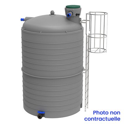 Cuve PEHD verticale 15000L (vertic'eau) avec kit à eau pluviale